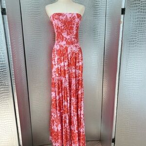 Vibrant Floral Strapless Maxi Dress